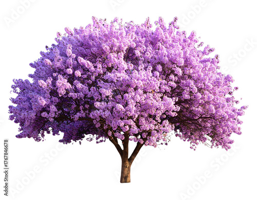 Isolated image of a fully blooming purple flower tree on a transparent background pn (3)