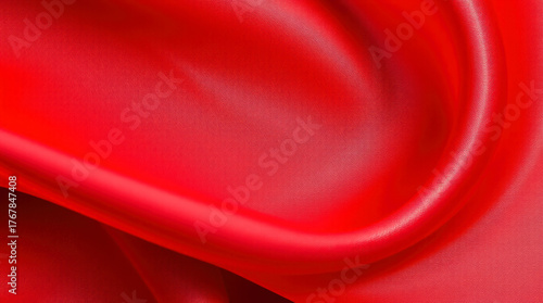 Luxurious rich red silk fabric with elegant draping and subtle shimmering highlights