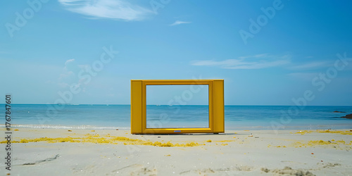 Framed beach scene evokes peaceful summer vacation