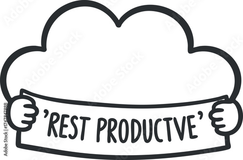 A playful illustration emphasizing the importance of resting to be productive.