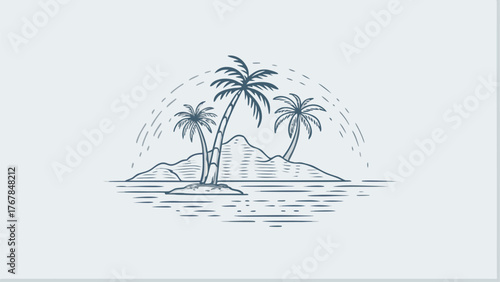 vector illustration of a tropical island with palms