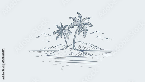 tropical island with palm trees