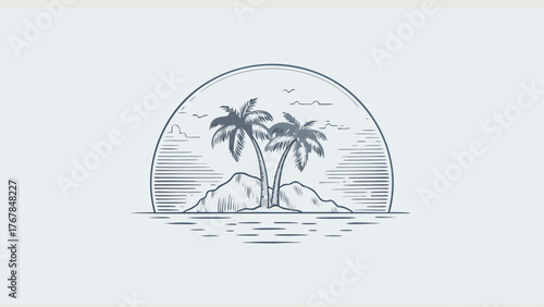 vector illustration of a tropical island
