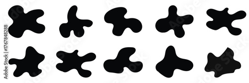 Fluid blob shape vector for abstract design. Organic blob shapes collection. Liquid silhouette drop in modern style. Basic stains isolated elements on white background.