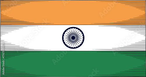 Vibrant artistic depiction of a prominent national banner, symbolizing cultural heritage, independence, and the unity of a diverse South Asian populace