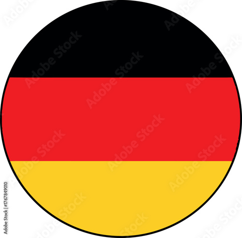 Circular emblem featuring the distinct black, red, and gold horizontal stripes of the German national flag, symbolizing the country's unity and heritage Free Download Circular emblem featuring the distinct black, red, and gold horizontal stripes of the German national flag, symbolizing the country's unity and heritage - GFXLoad
