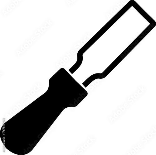 Black masonry chisel icon , construction and stone carving tool collection, sculpting and brickwork equipment in flat and line outline style industrial repair and workshop vector illustration