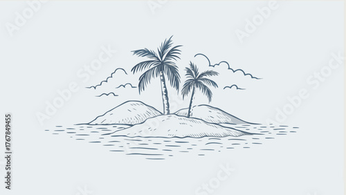 vector illustration of a tropical beach