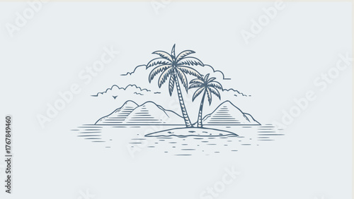 vector illustration of a tropical island with palms