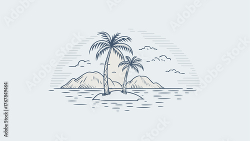 vector illustration of a tropical island with palm trees