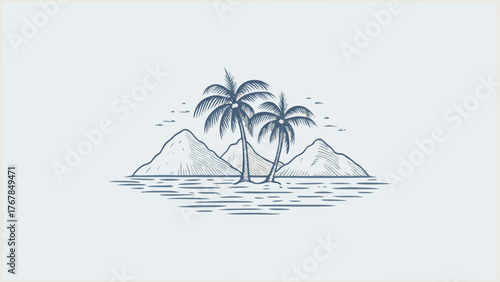 vector illustration of a tropical island
