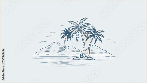 tropical island with palm trees