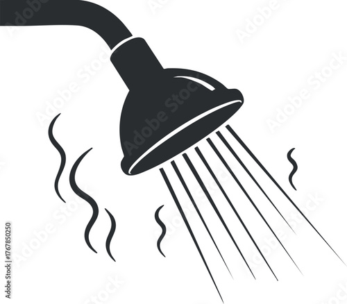 Stylish showerhead releasing water and steam, perfect for bathroom design and relaxation.