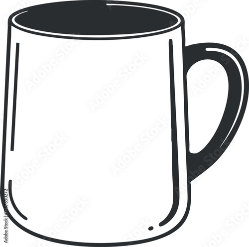 A simple outline illustration of a blank mug ideal for customizable designs and graphics.