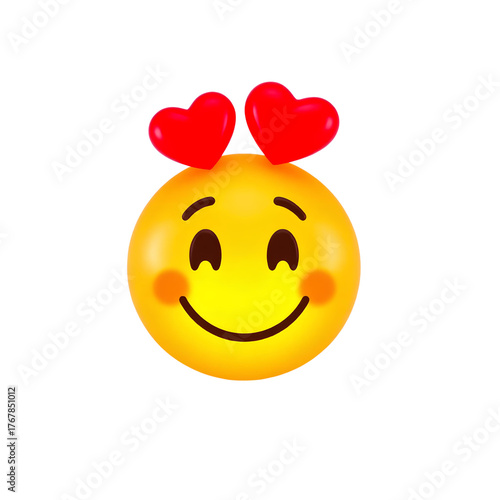 Photo of yellow emoji face isolated on transparent background