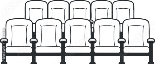A row of empty theater seats arranged for a performance or cinema setting.