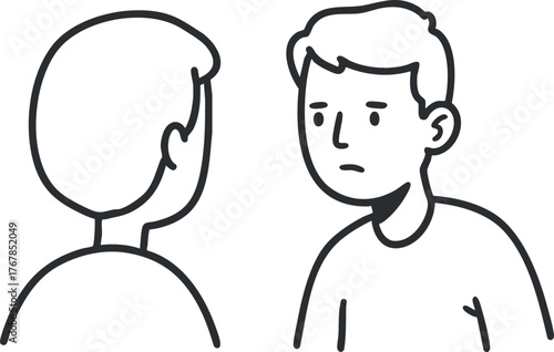 Two people engaged in a conversation illustrating emotions and interaction through body language.