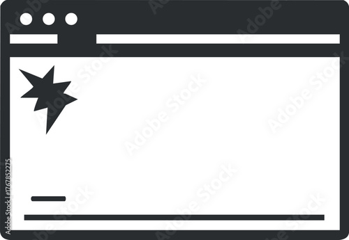 A graphic representation of a broken computer screen indicating an error or malfunction.