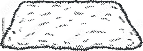 A hand-drawn illustration of a fluffy furry rug suitable for home decor.