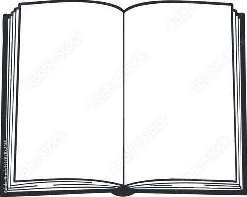 An open blank book illustration ideal for educational or creative projects.