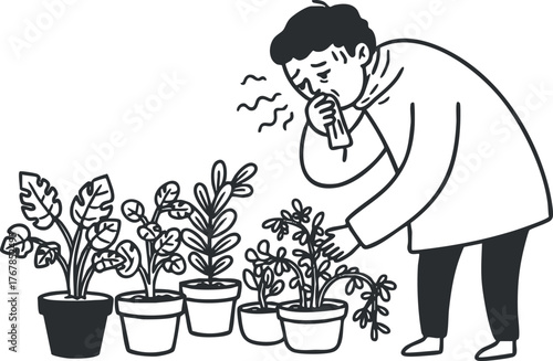 A person caring for indoor plants, showcasing the joy of gardening and nurturing greenery.