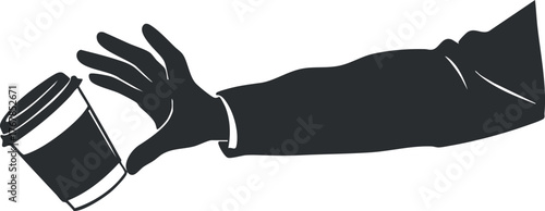 A silhouette of a hand holding a coffee cup, representing casual enjoyment of beverages.