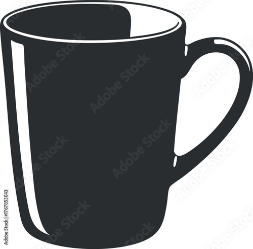 A simple black ceramic mug perfect for enjoying beverages like coffee or tea.