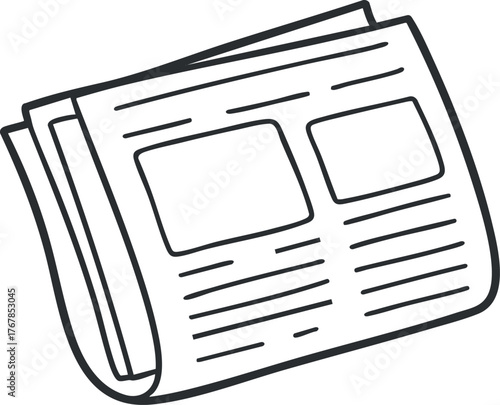 Illustration of a folded newspaper showcasing blank spaces for articles and headlines.