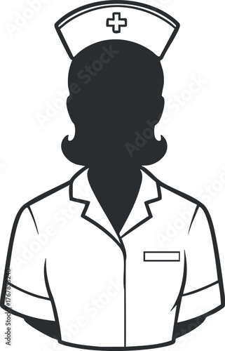 Illustration of a nurse in uniform representing healthcare and medical professions.