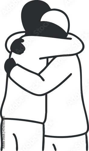 Two people sharing a warm and affectionate hug symbolizing love and friendship.