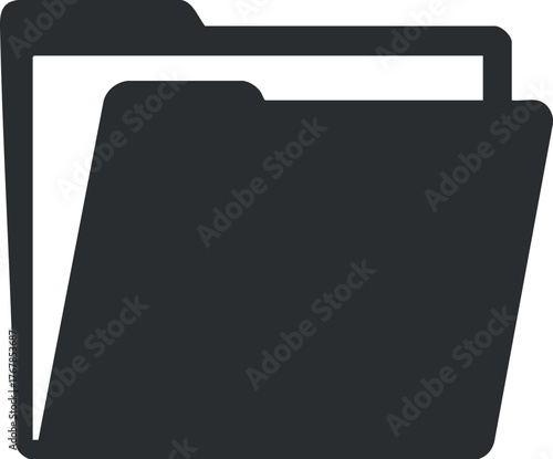 A simple black folder icon representing organization and file management in an office setting.