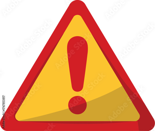 A red and yellow warning sign with an exclamation mark indicates caution.