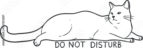 A humorous illustration of a relaxed cat with the text Do Not Disturb.