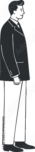 A stylish man dressed in a formal suit standing confidently in a professional pose.