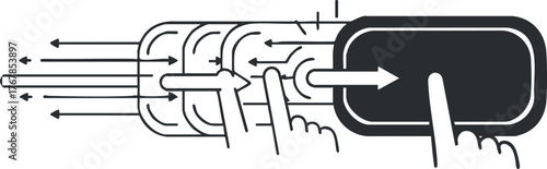 Illustration depicting user interaction with a touchscreen through various gesture movements.