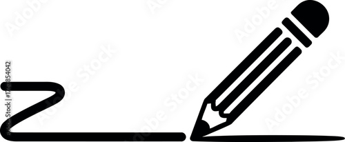 A pencil is drawing a line on a white background, representing creativity and design.