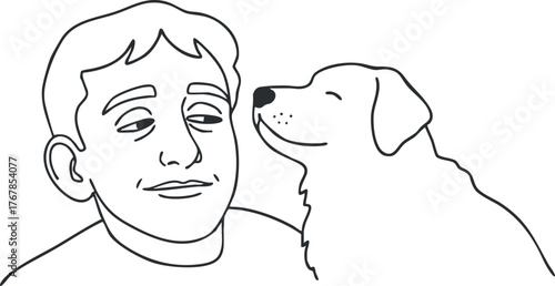 A joyful man enjoying a moment with his affectionate dog, showcasing friendship and companionship.