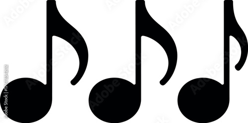 Three black eighth notes are shown isolated on a white background.