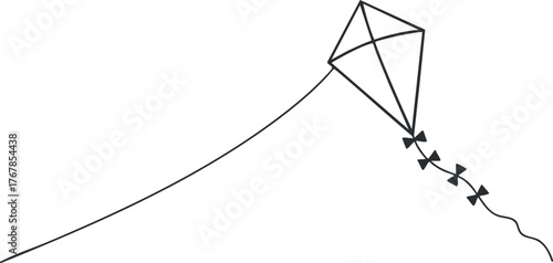 A simple illustration of a kite flying in the sky representing outdoor fun and recreation.