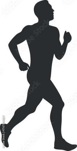 Silhouette of a male runner in motion showcasing fitness and athleticism during exercise.