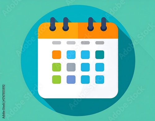 Illustration of a calendar icon in a circle, representing time and planning