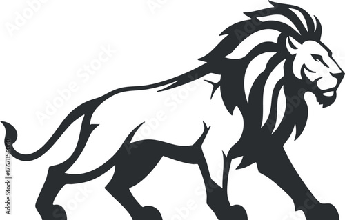 Stylized lion illustration representing strength and courage in wildlife and nature.