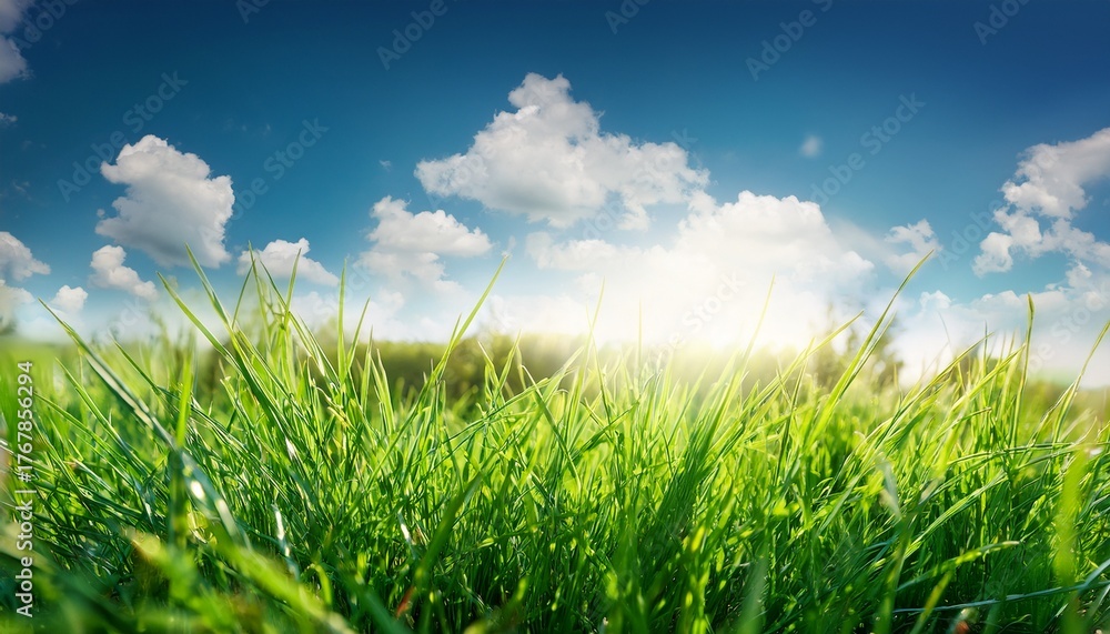Fototapeta premium spring grass and sky