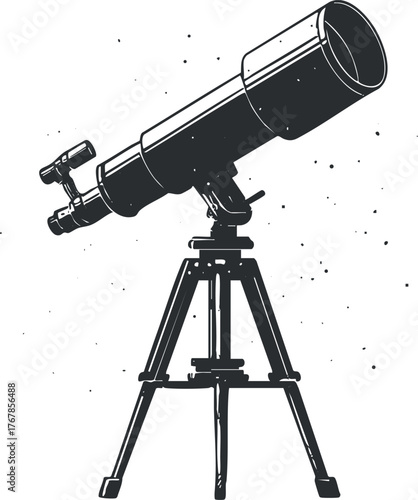 A vintage telescope on a tripod used for stargazing and astronomical observation.