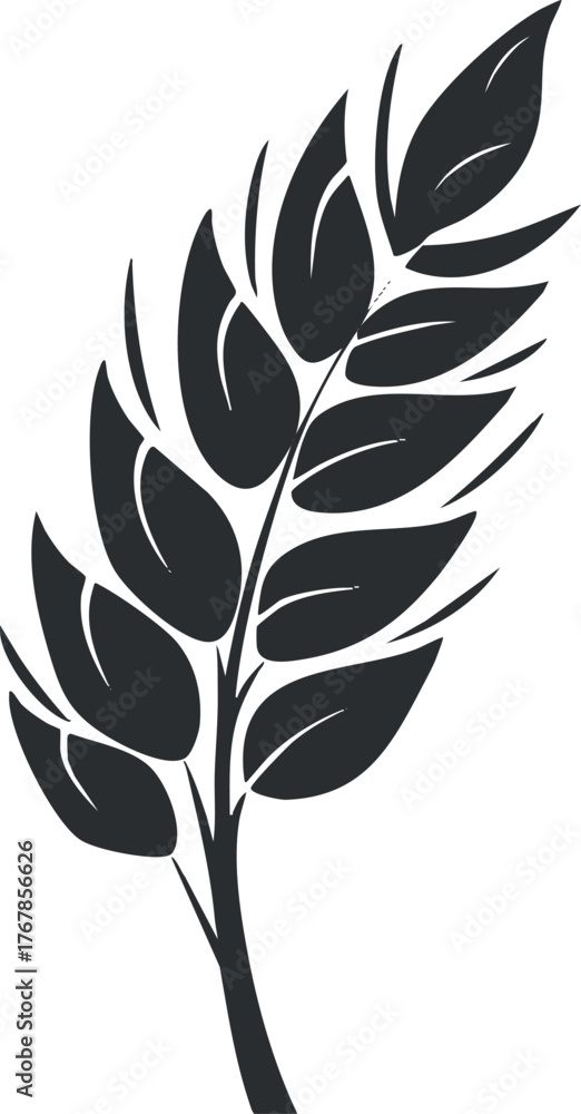 Fototapeta premium A simple and elegant silhouette of a leaf representing nature and botanical themes.