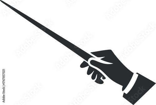 A sleek illustration of a hand holding a magic wand, pointing elegantly.
