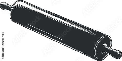 A classic rolling pin used for flattening dough in baking and cooking.