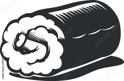 A detailed illustration of a sushi roll showcasing its delicious ingredients and presentation.