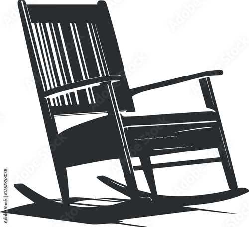 A classic wooden rocking chair silhouette ideal for relaxation and home decor.