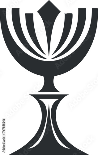 Stylized illustration of a menorah symbol representing light and celebration in Judaism